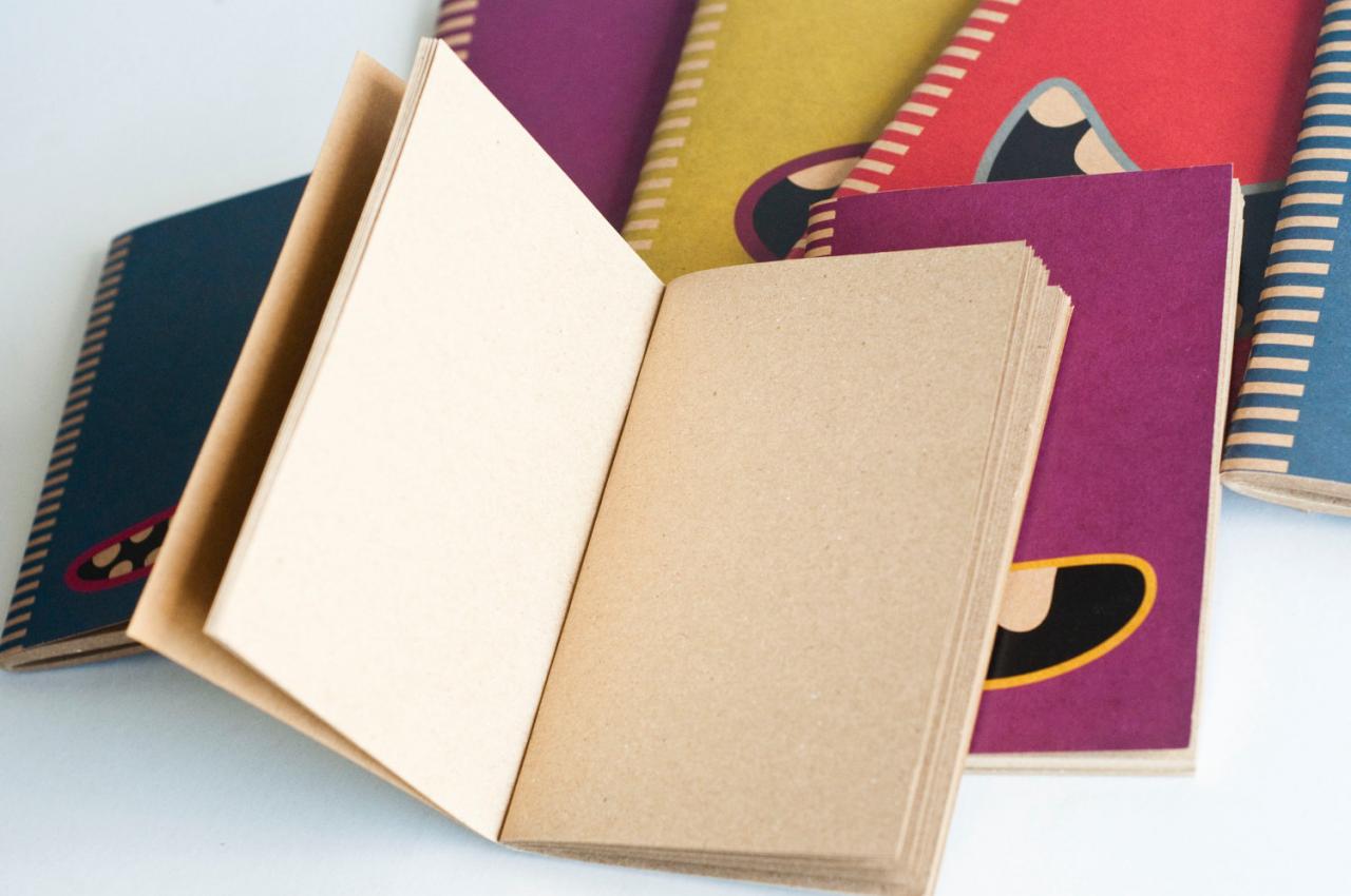 SET OF 2 Kraft Paper & Saddled Stitched Notebooks Red Monster on Luulla