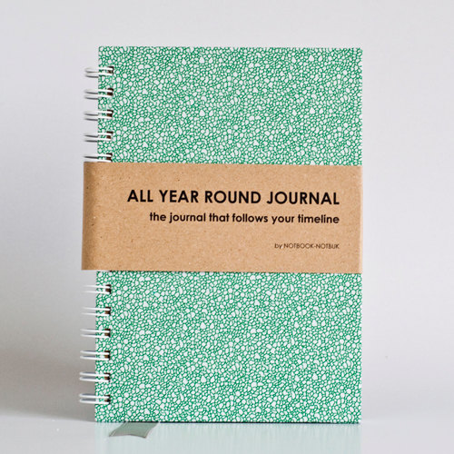 All Year Round Timeless Journal (self Filled Dates, Months & Years, Fabric Wrapped) - Green Moss