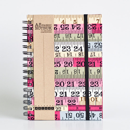 A5 Measuring Tape Fabric Wrapped Notebook with Elastic Band (choose from line / empty sheets)