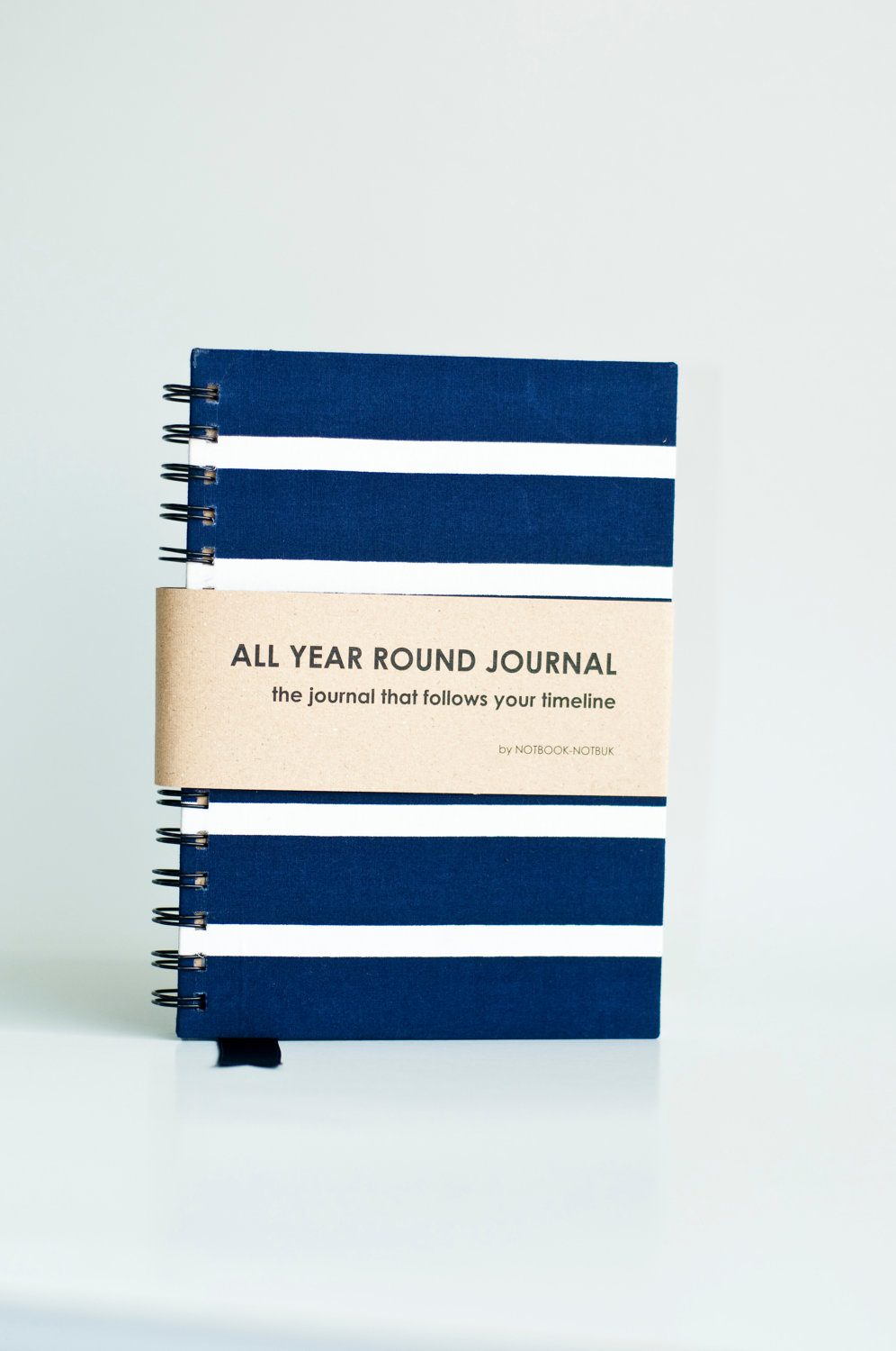 All Year Round Timeless Journal (Self filled dates, months & years, fabric wrapped) - Navy Nautical
