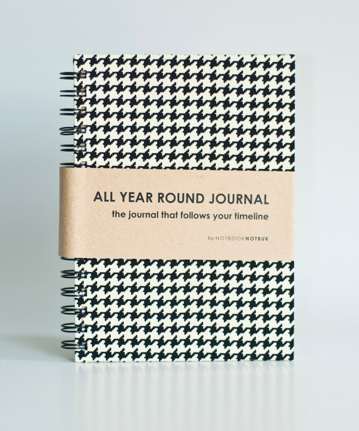 All Year Round Timeless Journal (self Filled Dates, Months & Years, Fabric Wrapped) - Houndstooth