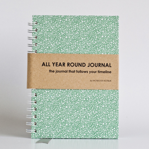 All Year Round Journal (unfilled Dates / Months / Years) - Green Bubbles